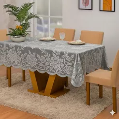 Toalha de Mesa 6 Cadeiras 2,30 x 1,50 Renda Trabalhada