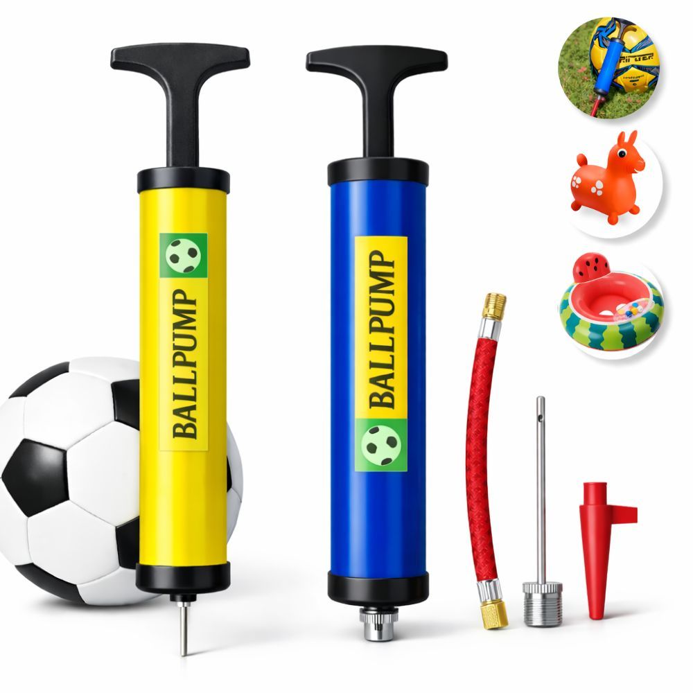Kit 2 Bombas De Ar Manual Com Agulha Mangueira E Bico Bola Futebol Vôlei Basquete Boia