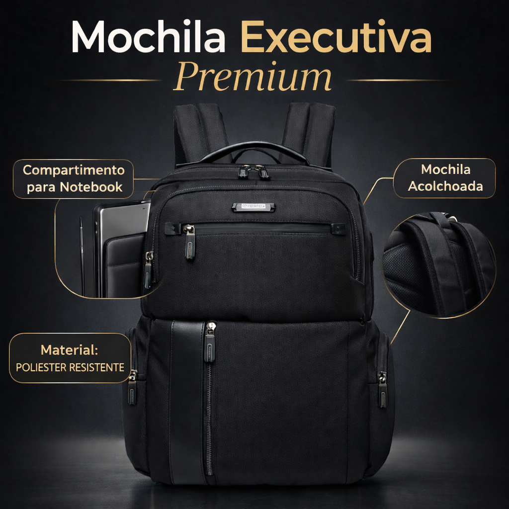 Imagem Mochila Executiva Primicia Notebook USB Reforçada Trabalho Masculina Resistente Antifurto