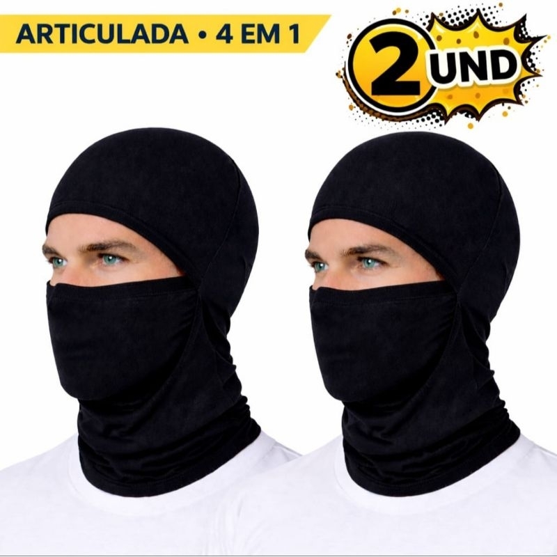 Balaclava Touca Ninja Preta Articulada Térmica Respirável Frio Calor Vento Máscara Motoboy Motoqueiro Gorro Bandana