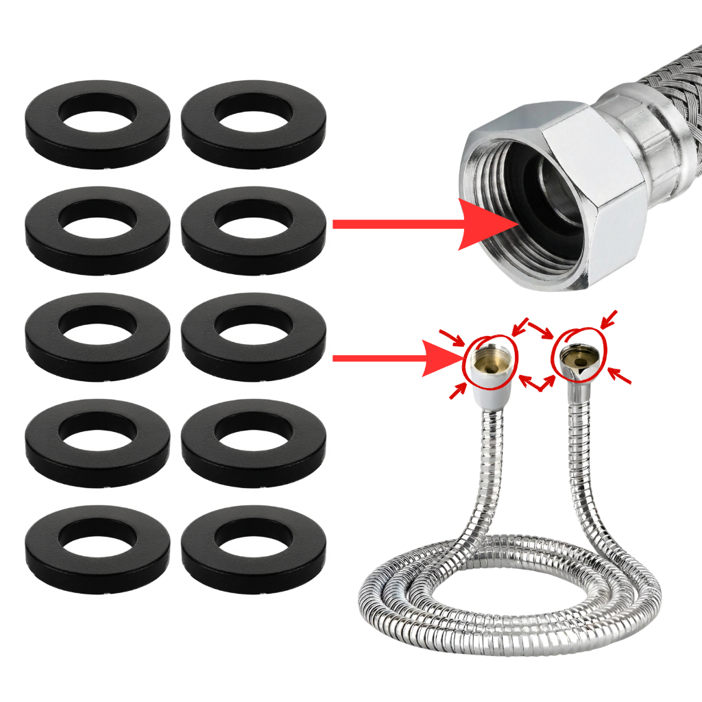 Kit 10 Vedantes de Borracha para Flexivel Mangueira da Torneira Ducha Higienica Agua Quente e Fria