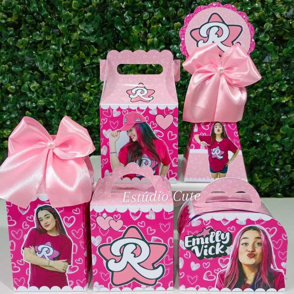 15 a 50un Kit lembrancinha Emilly Vick  Caixinhas ( PEGUE E MONTE ) Festa Infantil de aniversario mimos personalizados