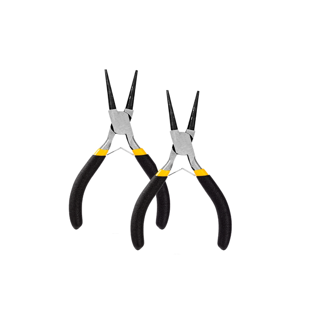 Kit 2 Mini Alicates Bico Redondo Profissional Fios Objetos Pequenos Artesanato Bijuteria Eletrônica