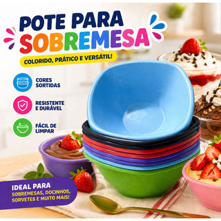 Kit 10 Potes Plásticos 300ml Sobremesa Açaí Sorvete Festa Uso Alimentar