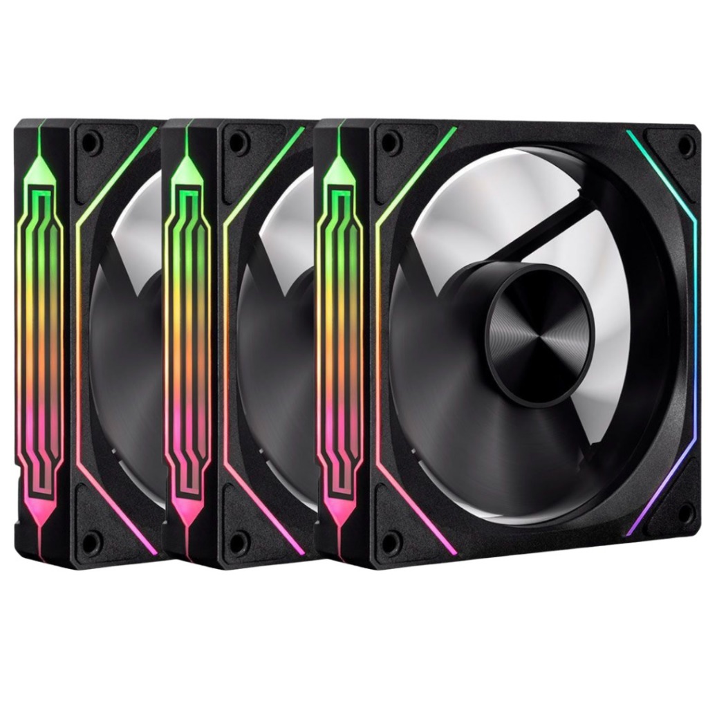 Kit 3 Cooler Fan Reverse Led Argb Ventoinha para Gabinete Pc Gamer 120mm 3 pin 5V 4 Pinos Pwm 62Cfm