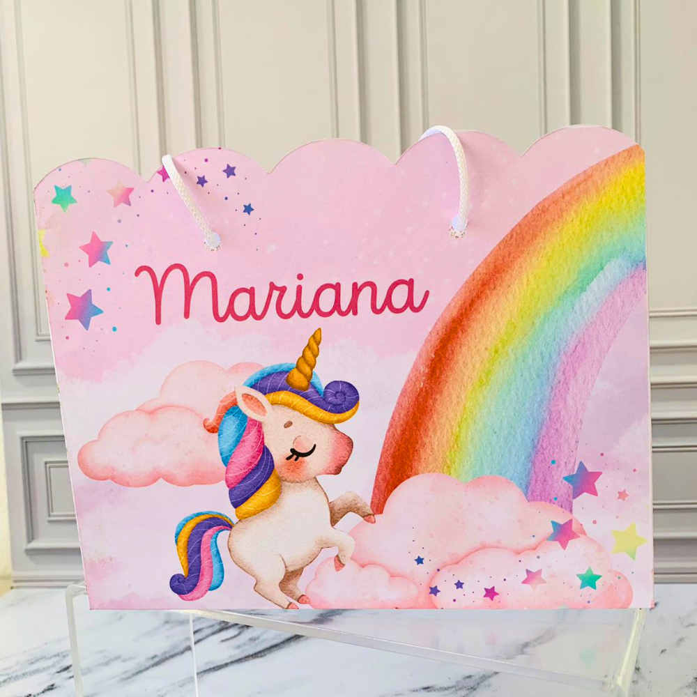 Sacolinha UNICÓRNIO Personalizado Sacolinha Lembrancinha Aniversário PEGUE E MONTE