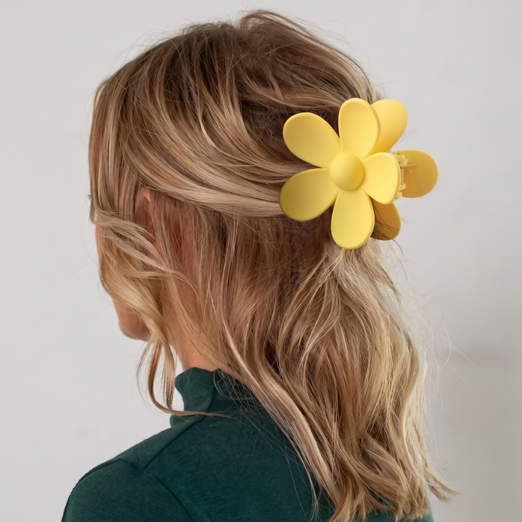 Grampo Piranha Presilha De Cabelo Flor Frangipani Coreano Transparente Garra Praia Verão Feminino Acessório Prendedor