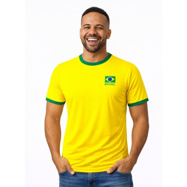 Camisa Brasil Copa 2026 Masculina/Feminina Torcedor Seleção Uniforme Amarelo e Azul Futebol