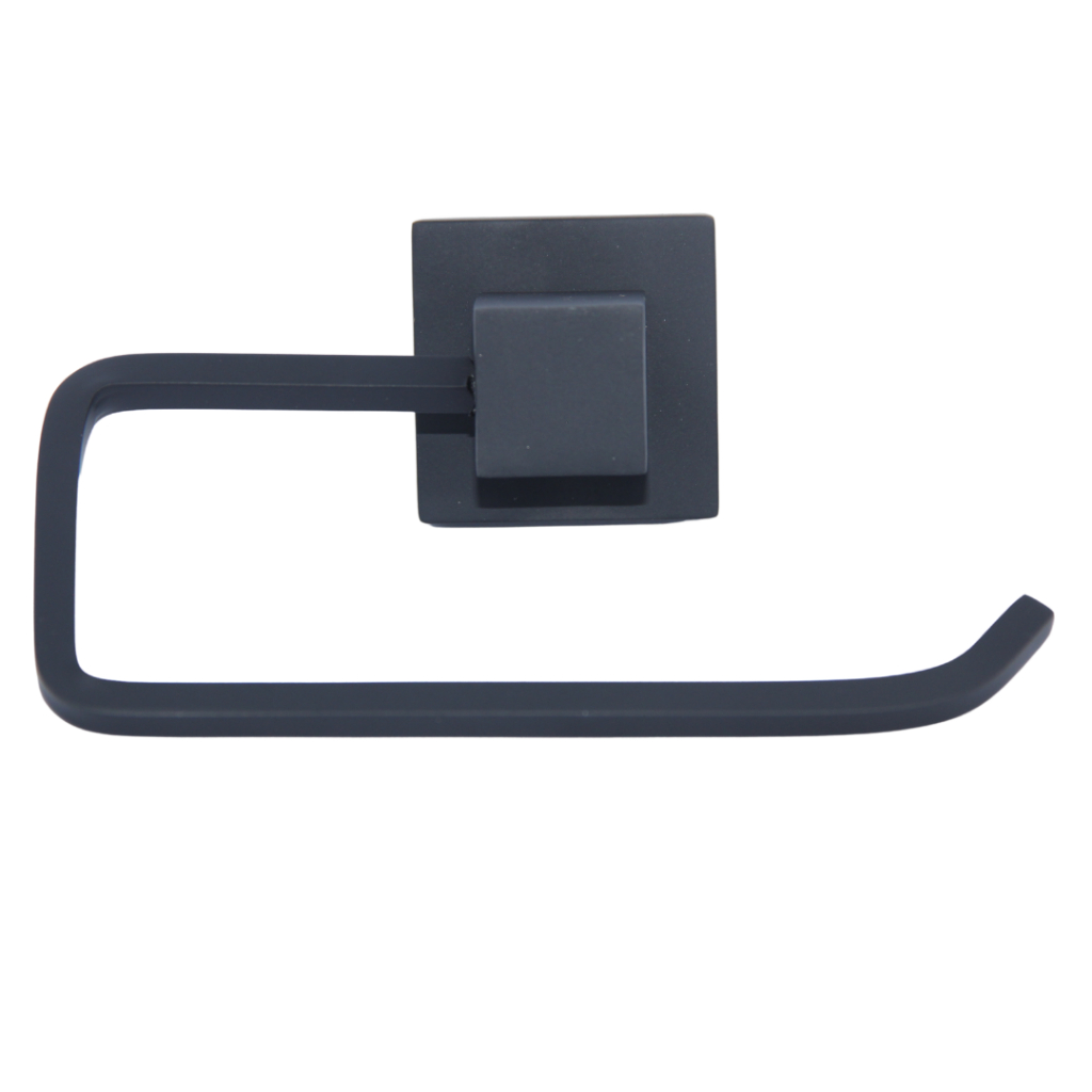 Porta Papel Higienico Banheiro Quadrus Metal Preto Fosco Papeleira Parede Suporte Moderno Luxo Premium