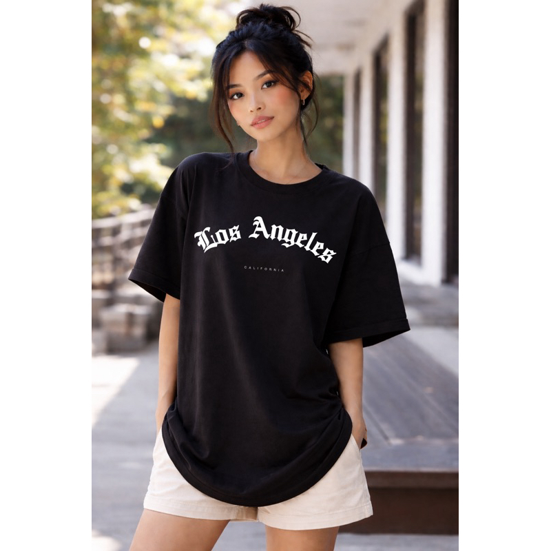 Camiseta Oversized Feminina Estampada Estilo Americana Streetwear Moda Casual T-Shirt Larga Algodão Confortável Academia