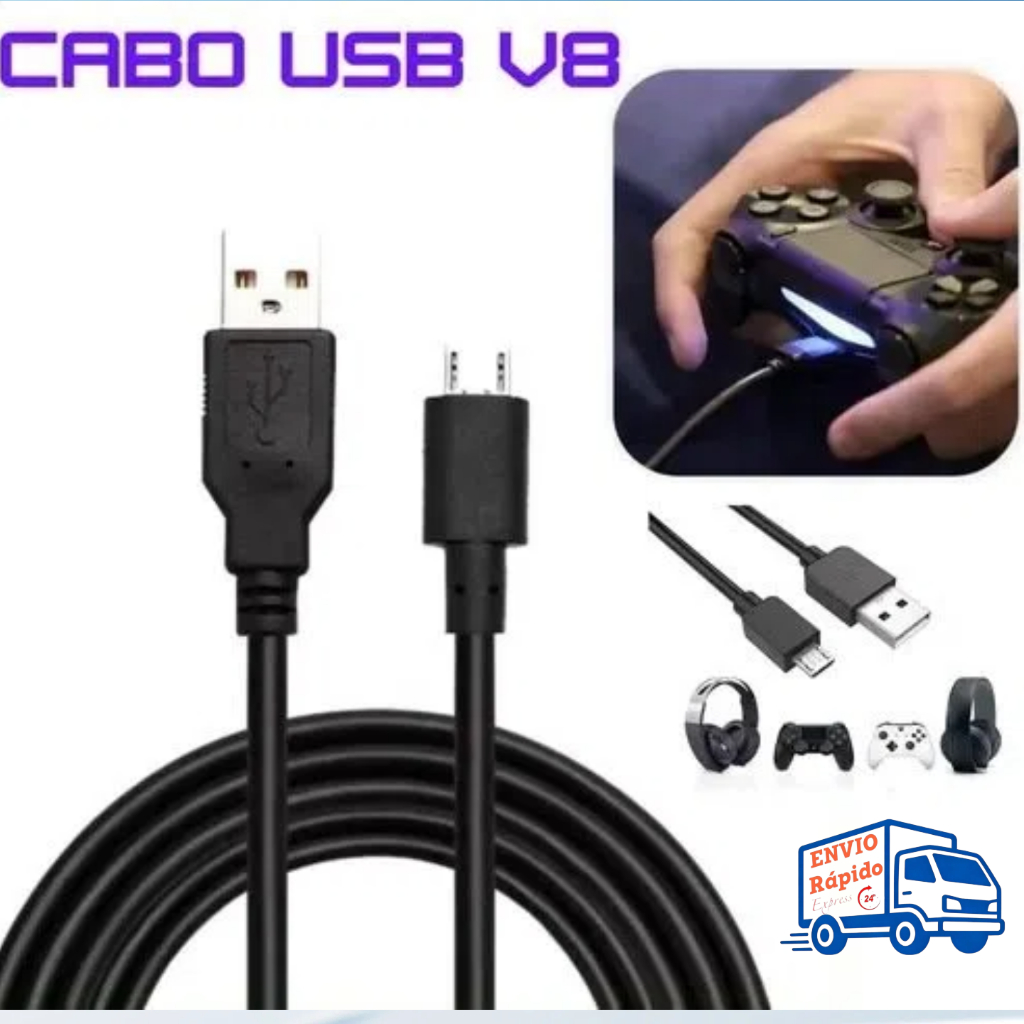 Cabo Usb De Ps4 Playstation 4 Para Carregar Controle 1.5 Mts