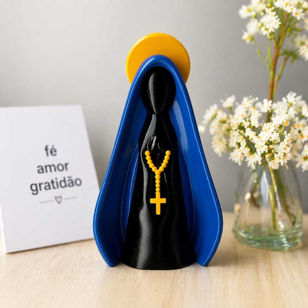 Imagem Nossa Senhora Decorativa Moderna com Terço | Presente Religioso Decoração e Fé Estilo Moderno