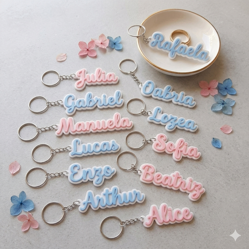 Kit Chaveiros Personalizados Nome Lembrancinha Festa 3D
