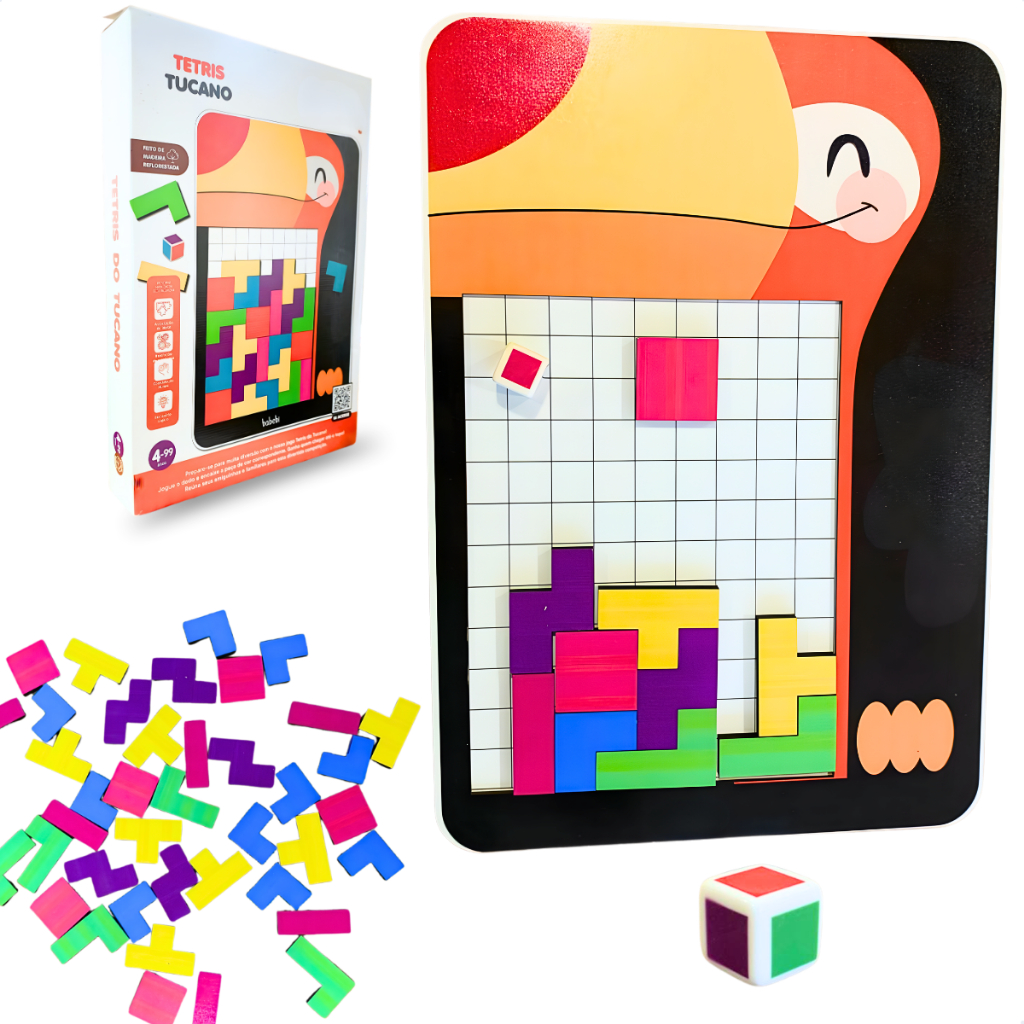 Tetris Tucano Educativo Encaixe Infantil Madeira Coordenação