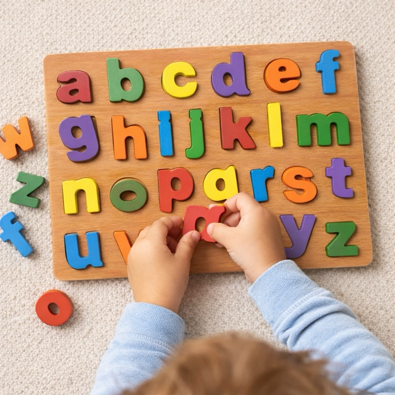 Quebra Cabeça Infantil Educativo Letras Madeira Jogo Didático Coordenação Criança