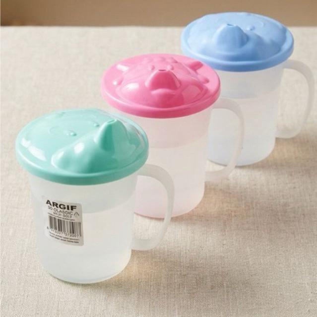 Caneca Infantil, copo infantil Com Alça Tampa com Bico Bichinhos 400ml Rosa Azul verde