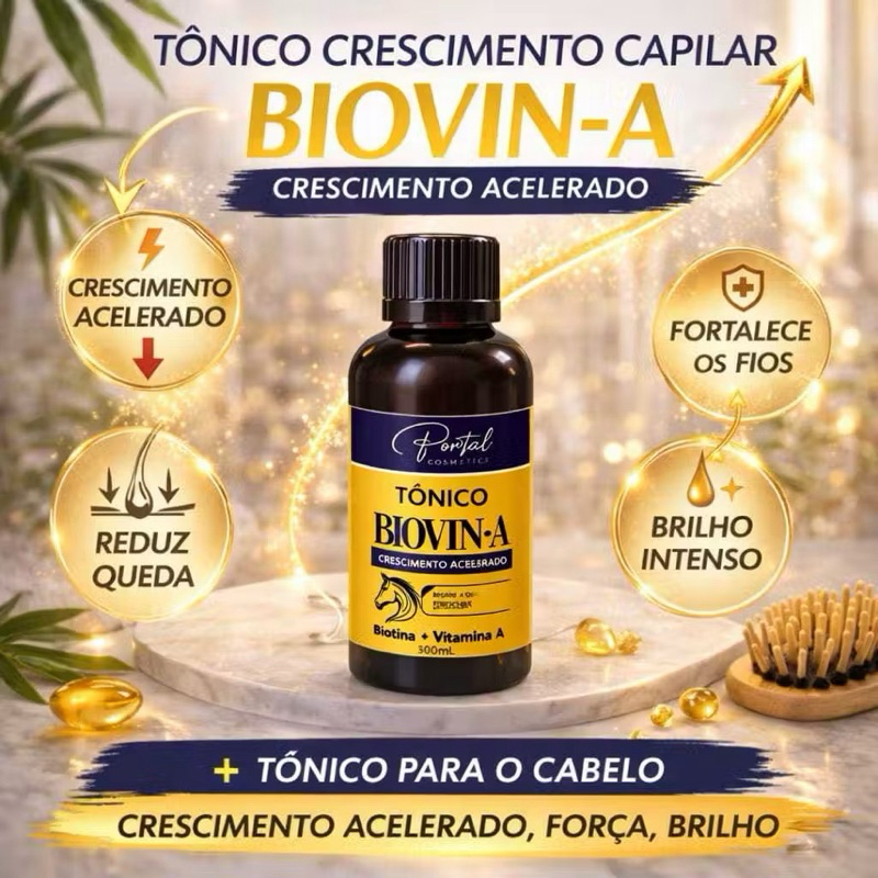 Tônico Capilar Biovin-A Crescimento Acelerado Anti Queda Fortalecedor Raiz Biotina Vitamina A