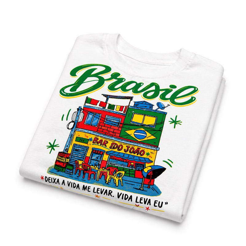 Camiseta Feminina Bar do João T-Shirt Algodão Premium Brasil Brasilidade