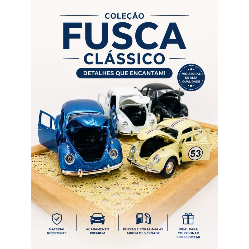 Miniatura Fusca Herbie 53 com Portas e Capô que Abrem fricção , busca miniatura, carrinhos infantil