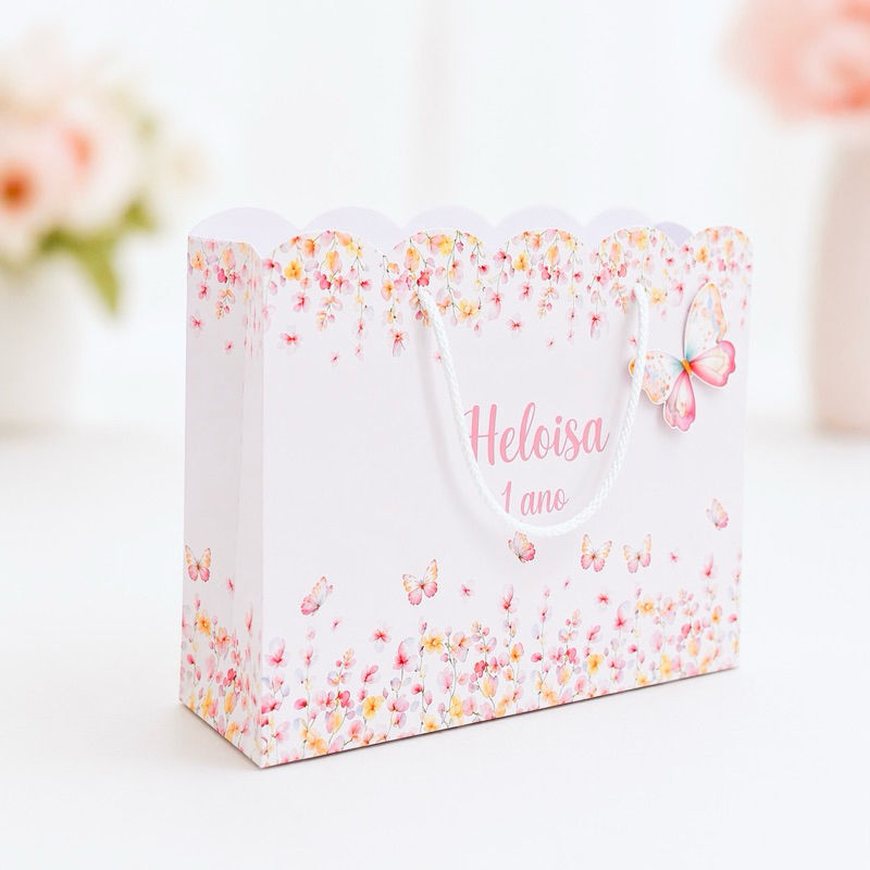 Sacolinha Personalizada Luxo Jardim Encantado | Borboleta Floral
