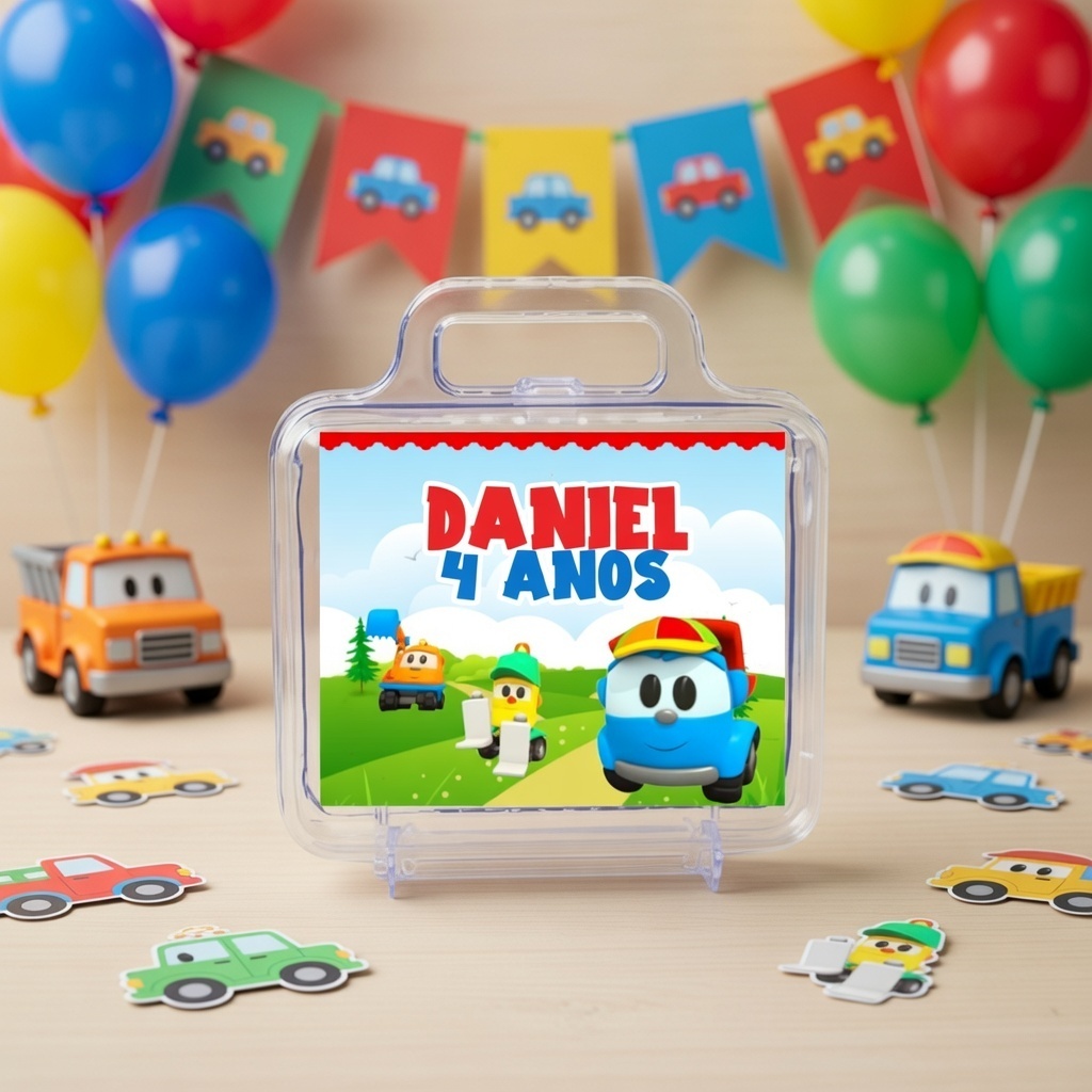 Adesivo Personalizado para Maletinha Léo o caminhão - Adesivo Adesivo  Léo o caminhão