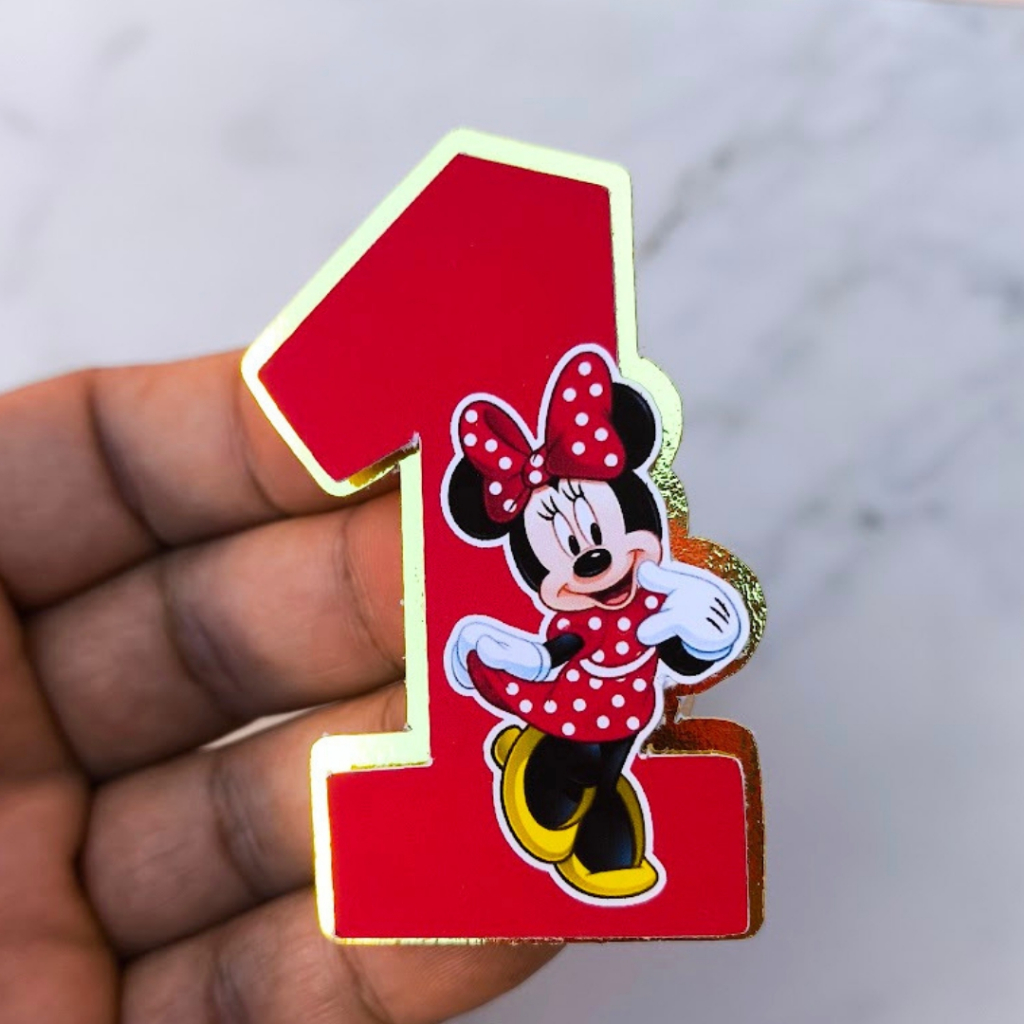 10 Apliques 3D Personalizado Minnie Vermelha Lembrancinhas de Aniversário Infantil