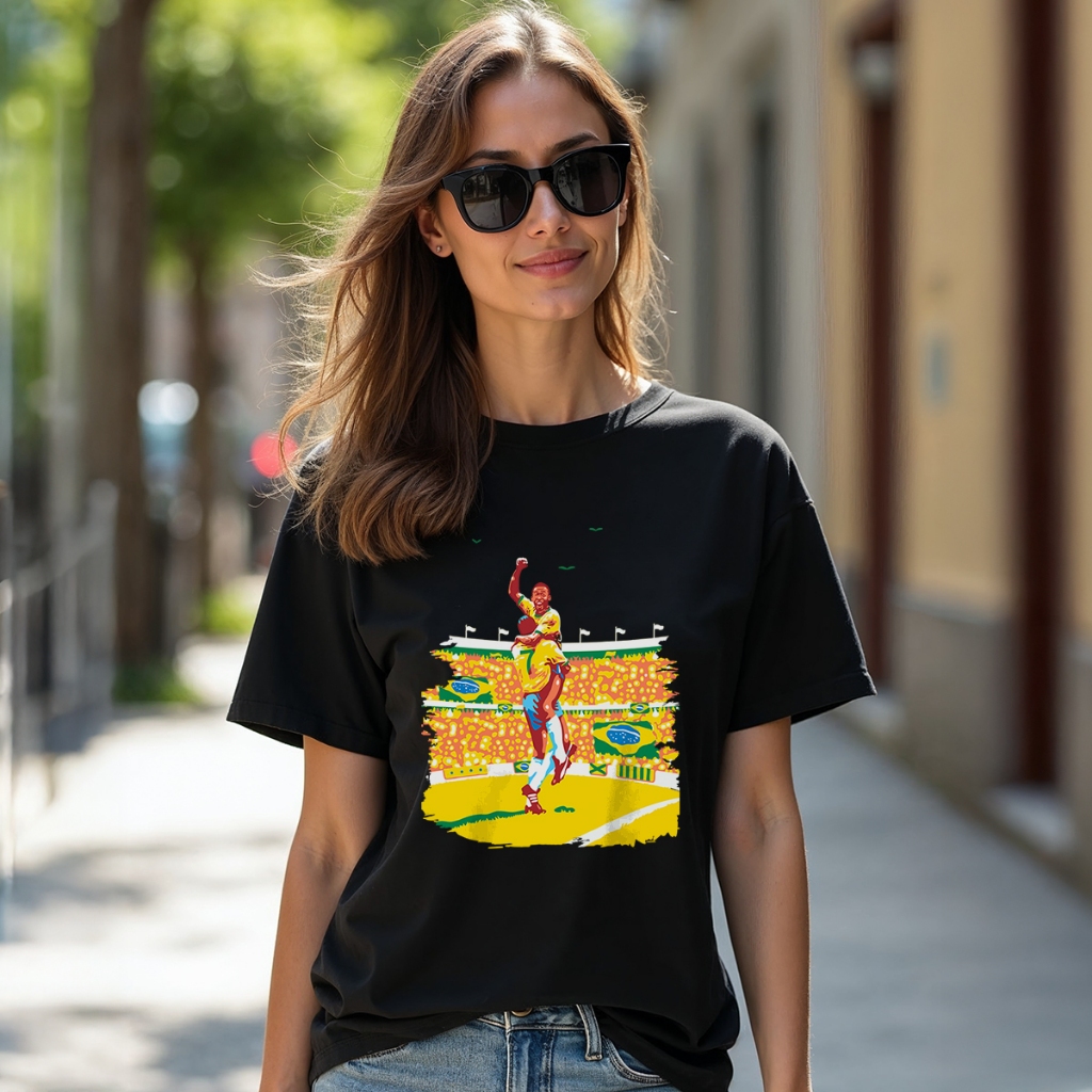 Camiseta/Camisa T-shirt Brasil Copa do Mundo Jogador Pelé Futebol Lançamento Femenino.