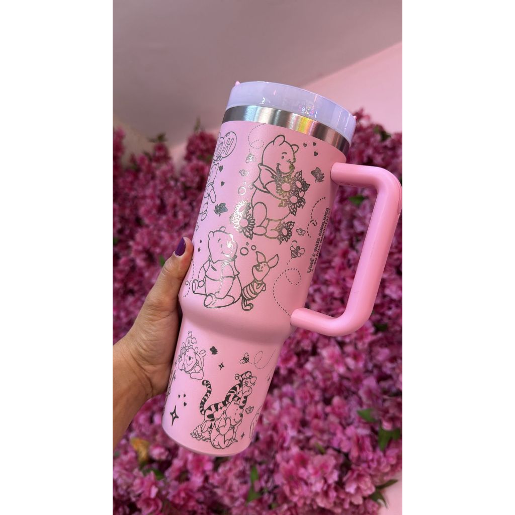 Ursinho Pooh Copo 1,2 Litros Térmico com Canudo TODO PERSONALIZADO com nome