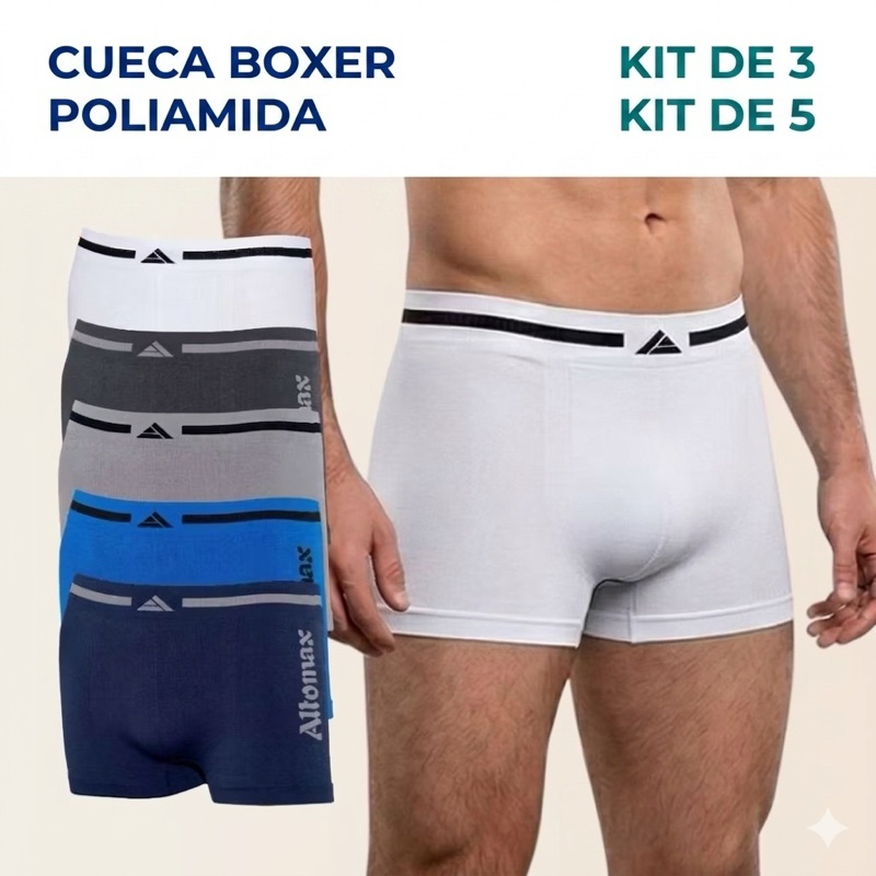 Kit Cuecas Boxer Sem Costura Poliamida Respirável Short Kit Adulto Original