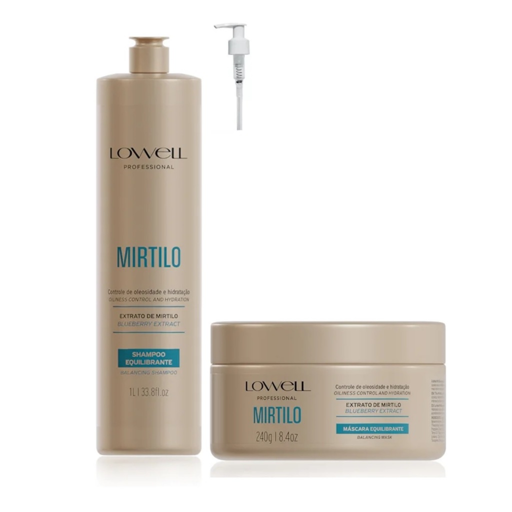 Kit Mirtilo Lowell Shampoo 1 Litro + Máscara 240g