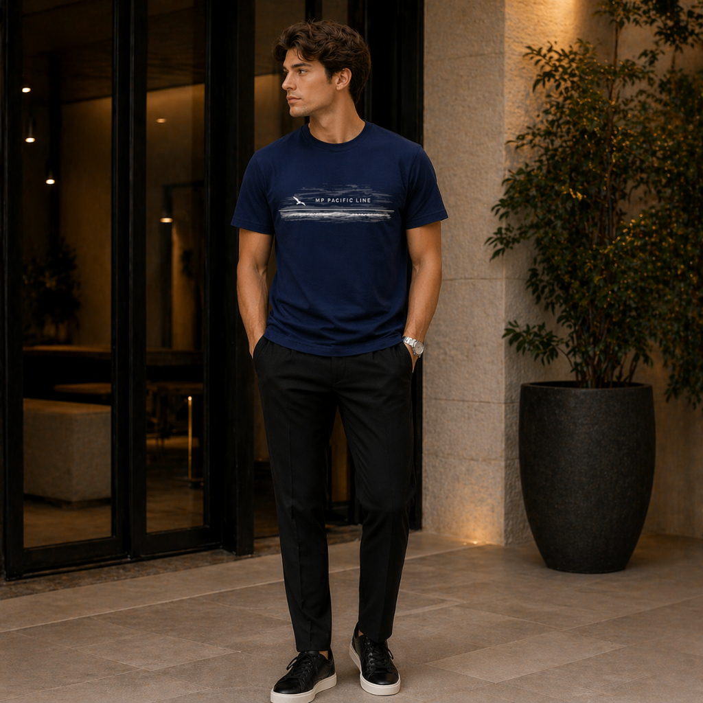 Camiseta Masculina MP Pacific Line Minimalista Casual Premium – Temos Plus Size P ao G4
