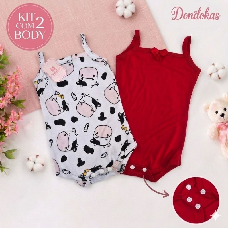 Kit com 2 Body Bebe Menina Alcinha Algodão Confortavel Roupa Bebê Bodies do M ao GG