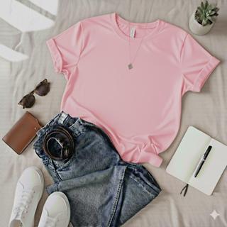 T-Shirt Feminina Casual 100% Algodão Camiseta Básica Tendência Envio Imediato
