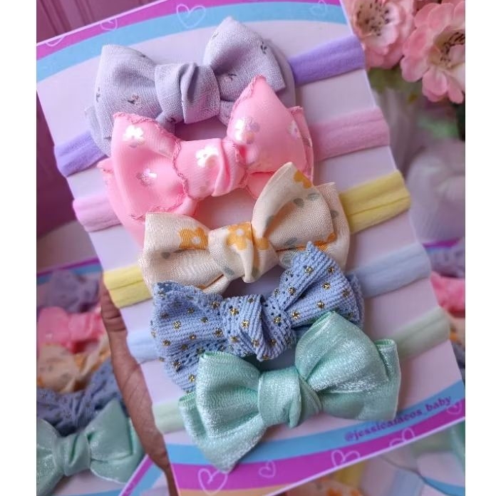 kit 5 faixinha de bebê/kit recém nascido de cabelo infantil/laço de bebê menina/laços bebê/tiara de bebê menina