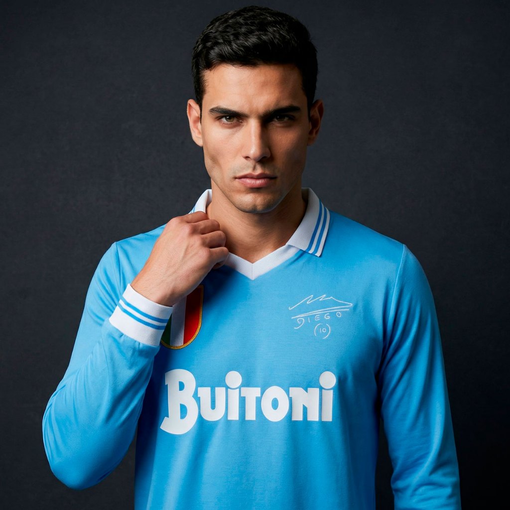 Camisa Napoli 1989-90 Retrô Maradona Manga Longa Masculino Oficial