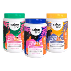 Kit com 3 Cremes Para Pentear: Reconstrução, Nutrição e Brilho Salon Line