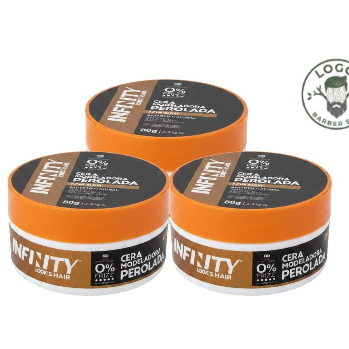 3x Pomada Cera Modeladoras Perolada Fox For Infinity Mega Fixação 80g - Envio em 24 Horas