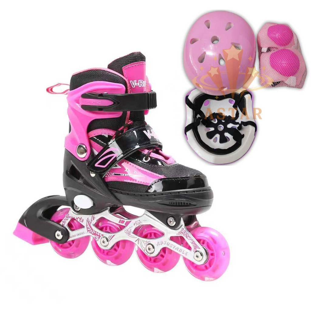 Patins Infantil 4 Rodas Roller Inline + Protecao Menina Menino Promocao 2025 Novo