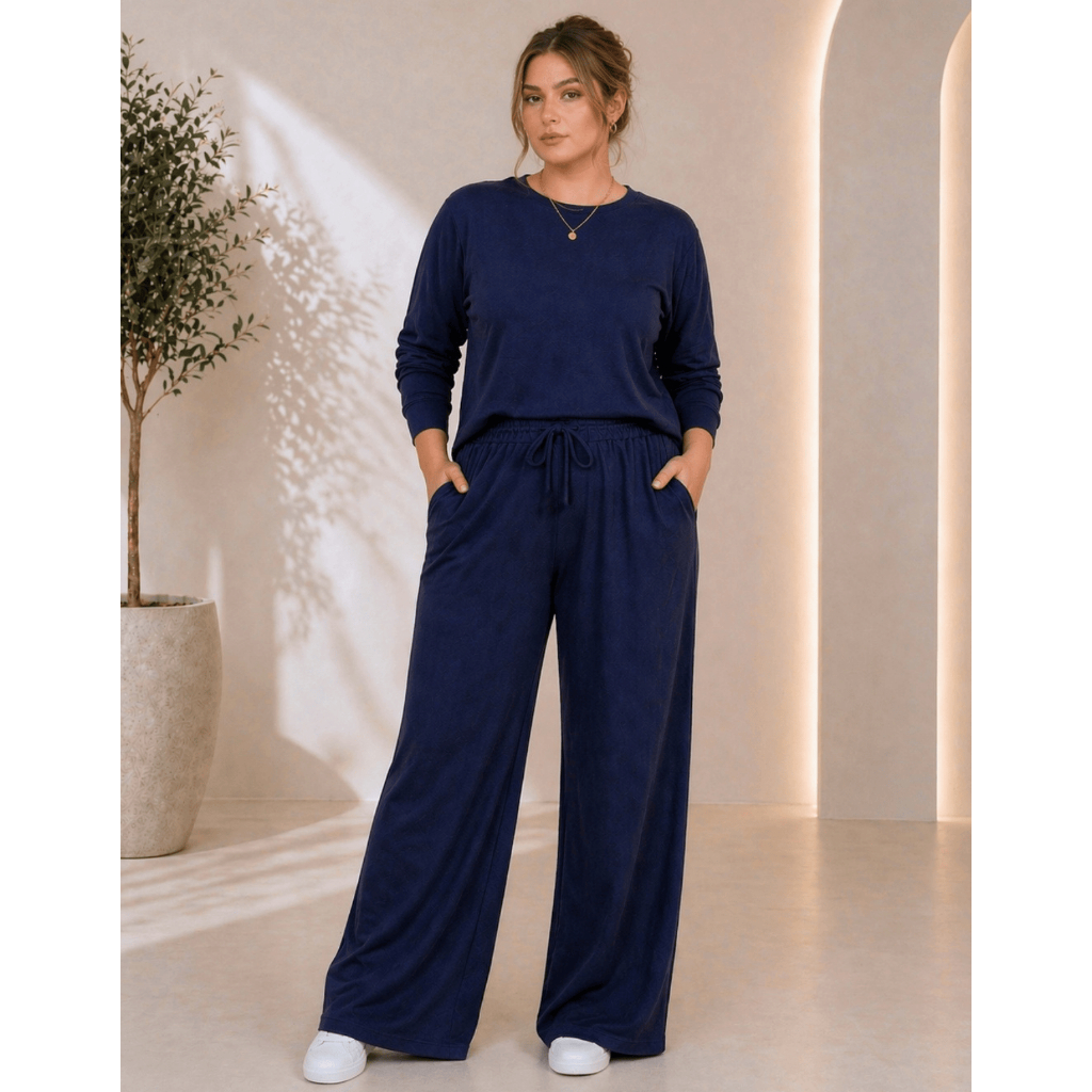 Conjunto Lanzinha Casual Plus Size Mais Vendidos Cordão Bolso Moda Feminina Outono Inverno 2026 Confortável Elegante