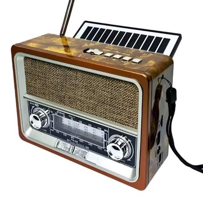 Rádio retro vintage  Portátil AM FM com Placa Solar ou tomada com lanterna com bluetooth pendreve