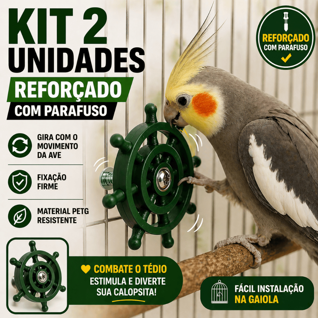 Kit 2 Brinquedos Giratório para Calopsita  | Reforçado com Parafuso | Anti Tédio para Aves