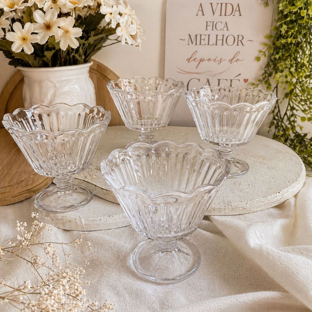 Taça de Sobremesa de Vidro Pote para Doce Gourmet Copo para Mousse Pavê e sobremesa Kit c/6 Unidades