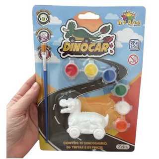 Dinocar Para Colorir - Carro Dinossauro + 06 tintas e 01 pincel