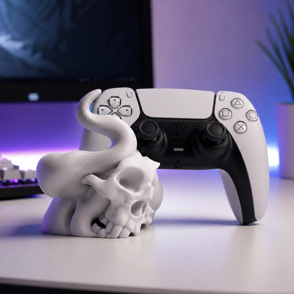 Suporte Controle PS5 Xbox Caveira Skull Decoração Setup Gamer Presente Base Para Controle