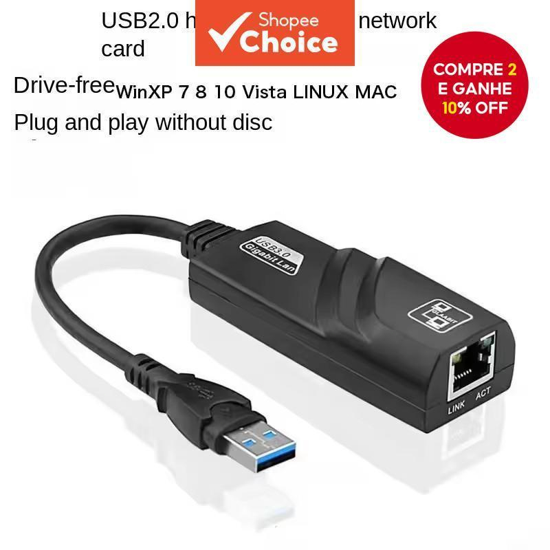 Adaptador Rede Gigabit USB 3.0 Ethernet RJ45 2.5G Externo Computador Notebook Celular Tablet Dock Extensão Conexão Fio E