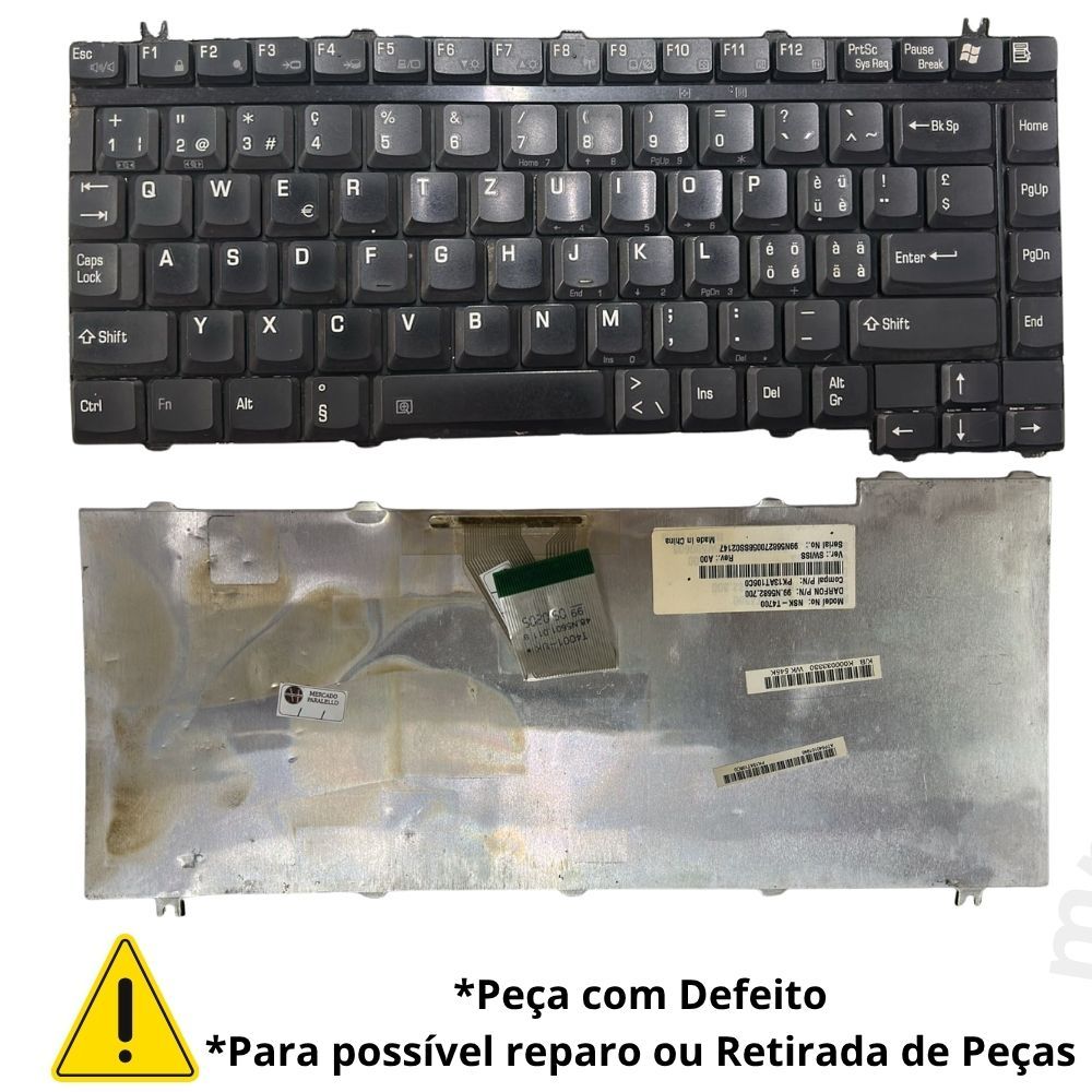 ***Com defeito***Teclado Notebook Toshiba Satélite M70 PÇ861