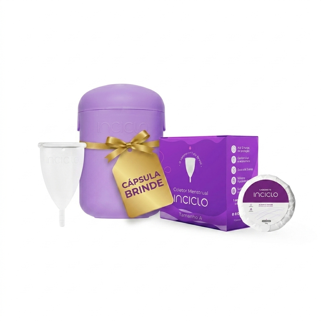 Kit Coletor Menstrual + Cápsula Esterilizadora + Sabonete Íntimo em Barra Inciclo
