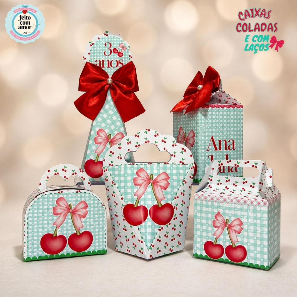 Kit Caixas personalizada Cereja/ Cerejinha Personalizada /Cerejinha /Lembrancinha de Festa /Aniversário