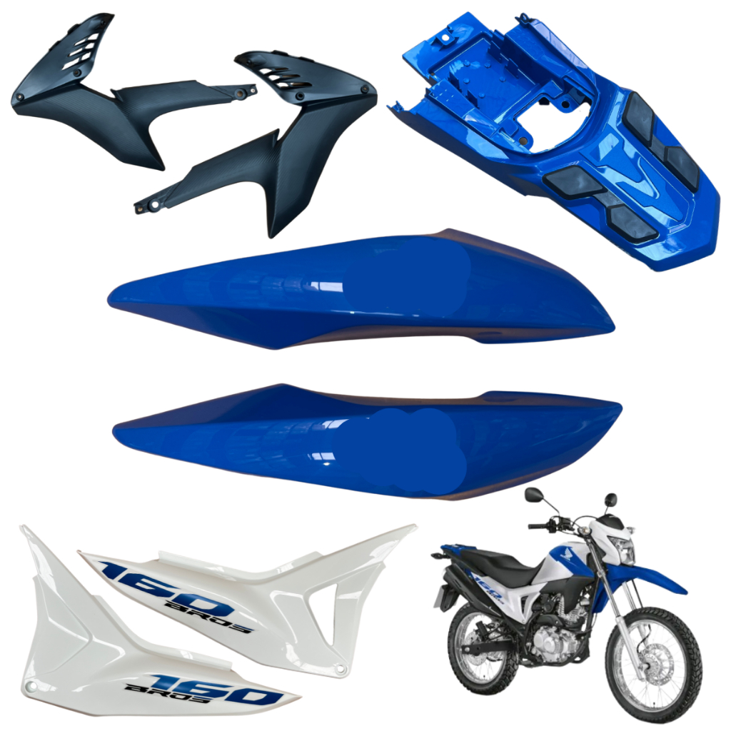 Kit Carenagem Nxr Bros 160 2016 Até 2021 Asa do Tanque Complementos Tampa Lateral Rabeta Traseira