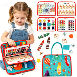Busy Board Montessori Brinquedo de Atividades para Crianças com Botão Zíper e Fivela
